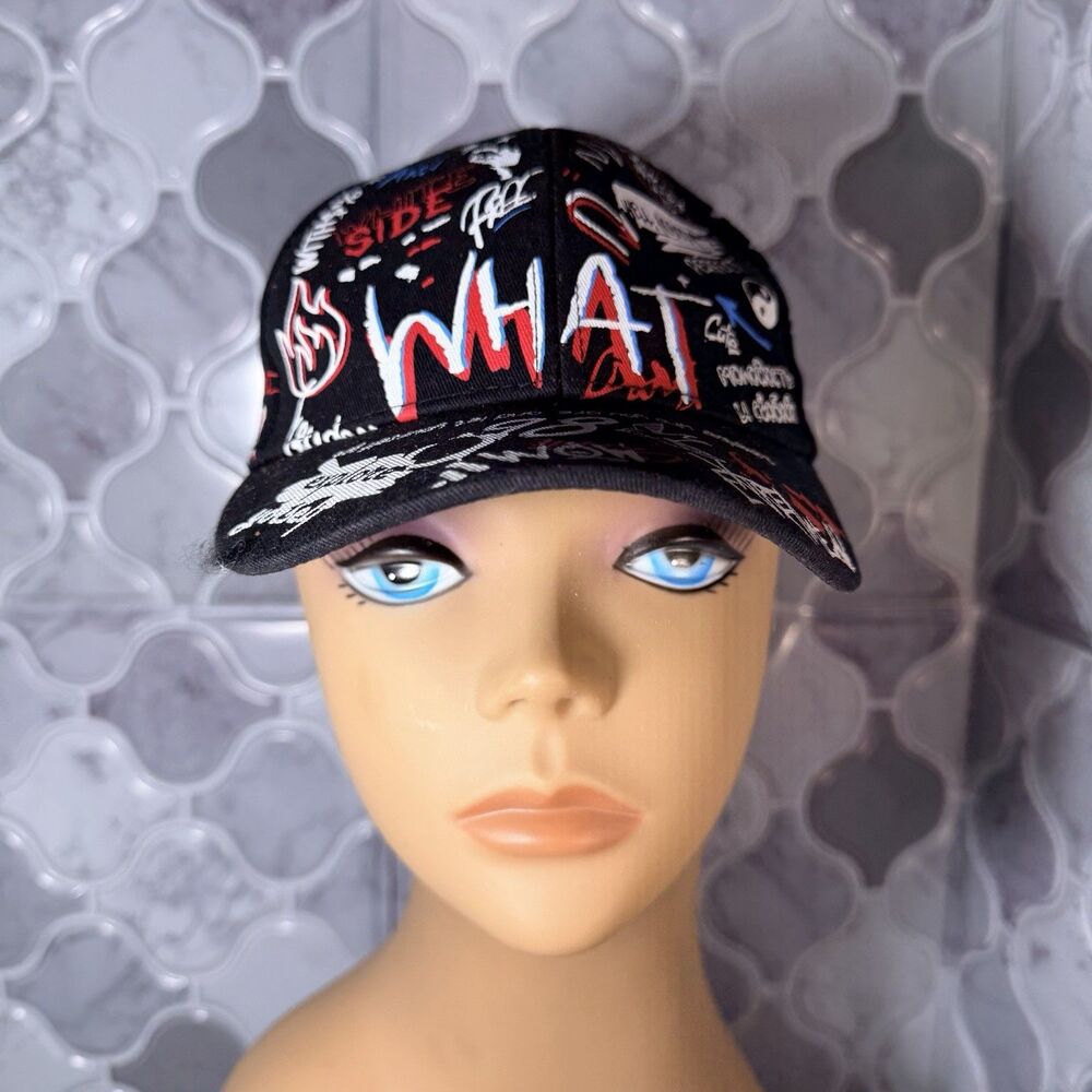 Never Look Back Baseball Cap One Size Multicolor Graffiti Fashion Casual Black